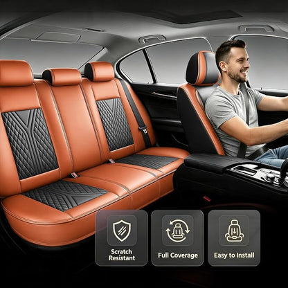 for Subaru Outback 2007-2026 Car Seat Covers, Full Set, Red | Luxury Full Coverage Leather Seat Protectors, Waterproof Breathable, Non-Slip, Easy to Install, Airbag Compatible, All-Season - Image 2