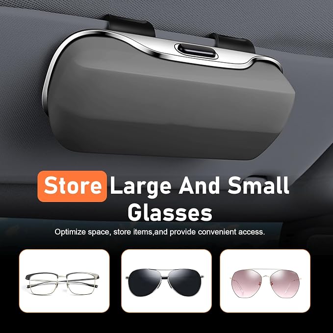 Car Visor Sunglass Holder, ABS Anti-scratch Eyeglasses Protection Case, Multi-function One-press Open Storage Box, Sun Visor Organizer Accessory for Most SUVs Sedans Trucks (Gray) - Image 6