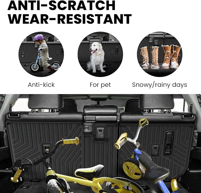 LASFIT Cargo Mat for Toyota 4Runner 2013-2024 Fit 7-Seats 2nd Row Seatback | Not Fit 5 Seats, All Weather Custom Fit Anti-Slip Pet Friendly Easy Clean TPE Backrest Mats for 5th Gen 4Runner, Black - Image 7