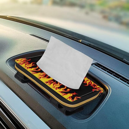 Biyejit Car Tissue Holder, Fire Flame PU Leather Hanging Paper Towel Box, Auto Napkin Holder Cover Paper Tissue Dispenser for Sun Visor & Backseat Vehicle - Image 5