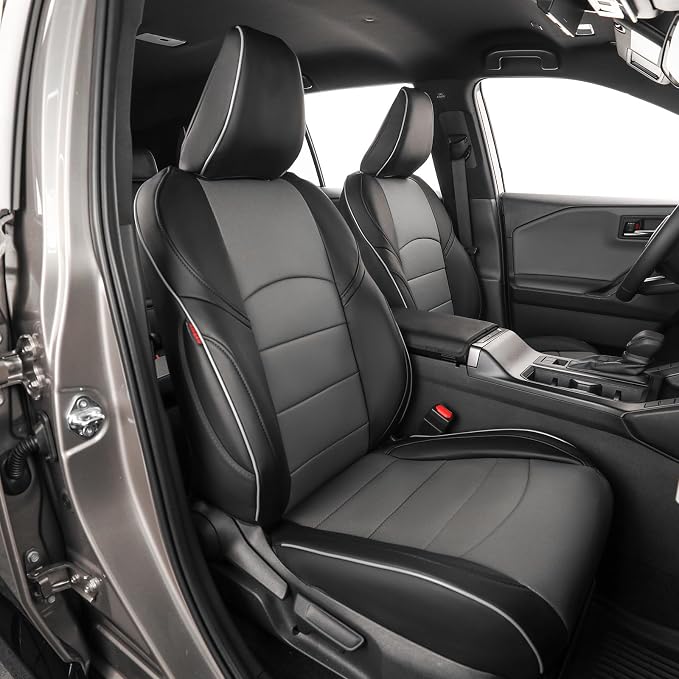 EKR Car Challenger Seat Covers 2008-2010,Leatherette Full Set | Custom Fit for Dodge Challenger 2008 2009 2010-Faux Leather(Black/Gray) by EKR