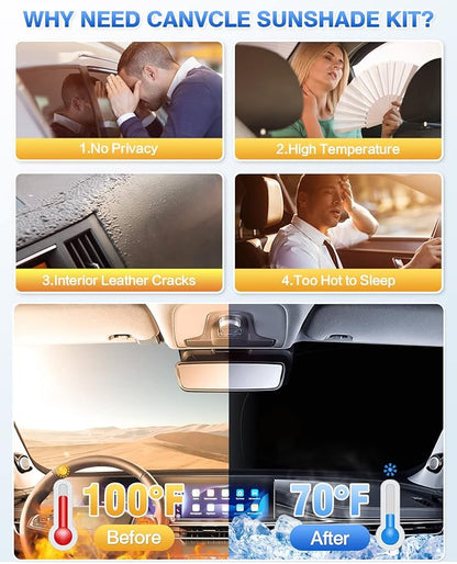 Canvcle Windshield Sun Shade for Hyundai Ioniq 5 2022-2025 2026 Ioniq 5 Accessories Sunshade Side Rear Window Shade Cover Sun Visor Shield Privacy Protection Keep Vehicle Cool Black 6PCS - Image 3