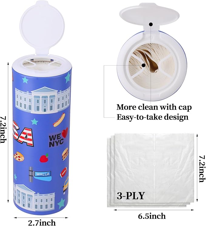 Carson Works Car Tissues Holder 4 Packs Round Car Tissues Cylinder Fit for Car Cup Holder, Home Small Tissue Dispenser with Refill Tissues for Car Bathroom Office - Image 2