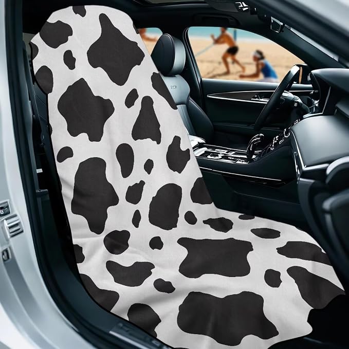 SEANATIVE Black Cow Print Car Drying Towels & Seat Protectors - Heavy-Duty Absorber Towel for Car Wash Car Seat Covers, Post-Workout & Dog Owners (33.1" x 60.67") - Image 2