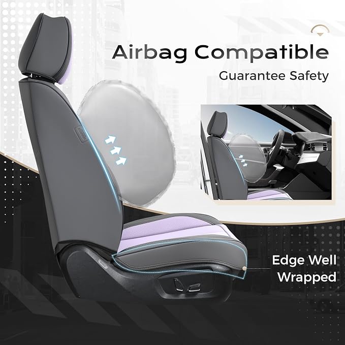 Coverado Car Seat Covers, Seat Covers for Cars, Waterproof Leather Auto Seat Protectors, Leather Car Seat Cushion, Car Interiors Accessories Universal Fit for Most Cars - Image 4