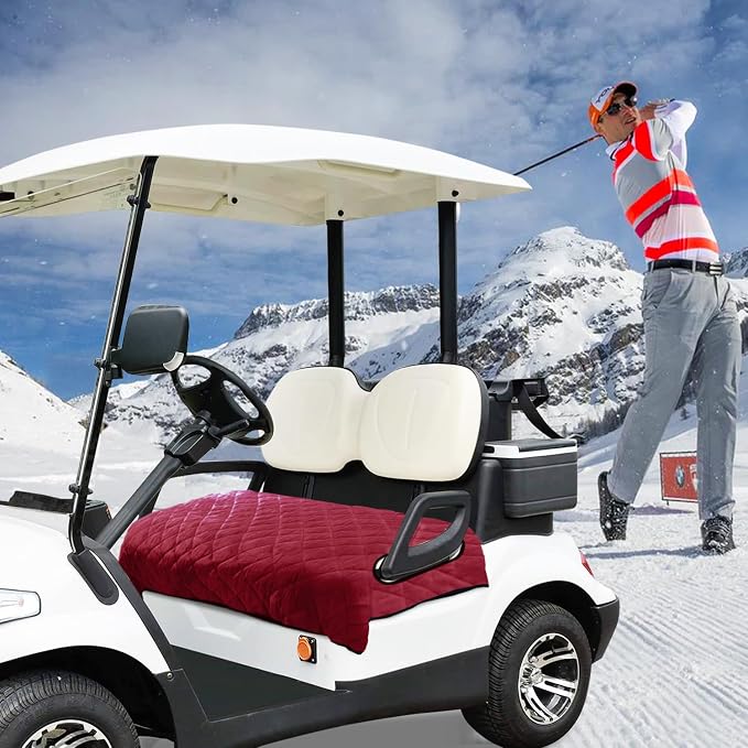 YOKYHOM Golf Cart Seat Covers, Thick Plush & Non-Slip Backing, Wine Red | Heat & Cold Protection, All-Season Comfort, 51 x 30.5 in, Fits Most 2 & 4 Passenger EZGO, Club Car, Yamaha & Icon Carts - Image 7