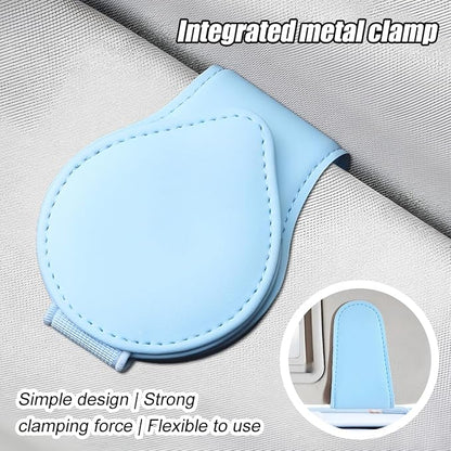 Sunglasses Holder for Car Visor, Magnetic Leather Sun Visor Eyeglasses Hanger & Ticket Card Clip, for Most Cars - Image 5