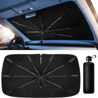 Windshield Sun Shade Umbrella, Foldable Car Windshield Sun Shade Cover, 56" x 31" UV & Heat Insulation Car Sun Shade, Universal Fit for Sedans, SUVs & Trucks by Unknown