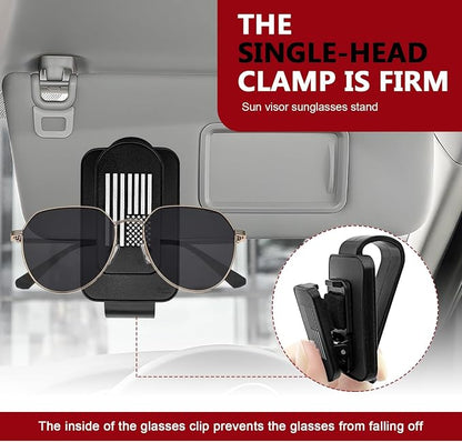Sunglass Holder for Car Visor American Flag Universal Clip On Organizer Card Ticket Clip for Thin and Thick Eyeglasses and Shades Secure Easy Access Car Visor Accessory(Black) - Image 7