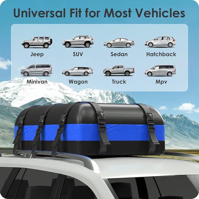 Car Rooftop Cargo Carrier Bag 15-20 Cubic Feet(20Cu.Ft-Blue) - Image 5
