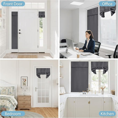 RYB HOME Blackout French Door Curtain, No Drill, W26 x L72, Grey, 1 Panel | Self Adhesive, Privacy, Thermal Insulated, For Patio Kitchen Front Entry Front Back Door Glass Window, Renter Friendly - Image 9