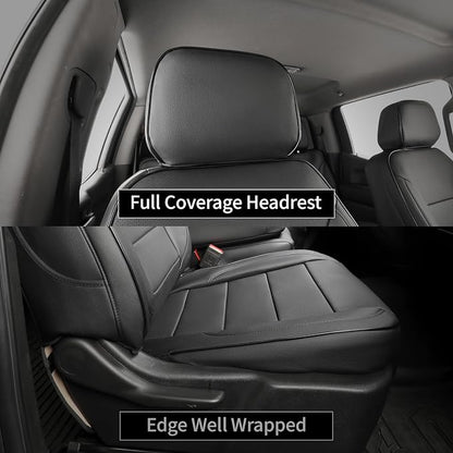 Silverado Seat Covers for 2014-2018 Silverado/Sierra 1500/HD 2500/3500 RegularCab(2-Door),3 Seats,Fully Covered,Waterproof Truck Leather Seat Protector(Full Set,Black) - Image 3