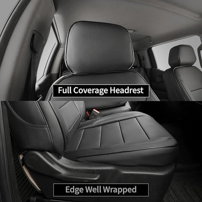 Silverado/Sierra Seat Covers Full Set for 1500(2019-2026) & 2500HD 3500HD(2020-2026)-Regular Cab Pickup,Fully Covered,Waterproof Leather Car Seat Protector(Black) - Image 2