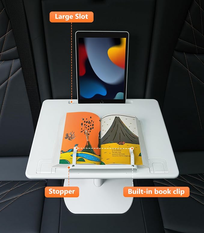 Car Seat Tray Table, Adjustable Travel Tray for Kids/Adults, Car Lap Desk for Laptop Computer Tablet Book, Front Passenger/Rear/Driver Seat Food Eating, Essentials Accessories for Long Trips - Image 5