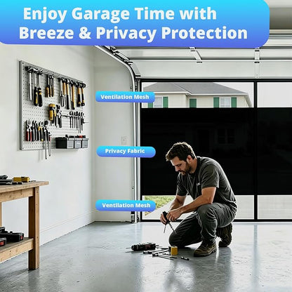 FEGO Privacy Garage Door Screen for 1 Car Garage 9x7FT, Blackout Magnetic Screen Door Self Sealing & Pet and Kid Friendly, Heavy Duty Weighted Bottom, Breeze in, Easy Assembly&Pass for Garage/Patio - Image 2