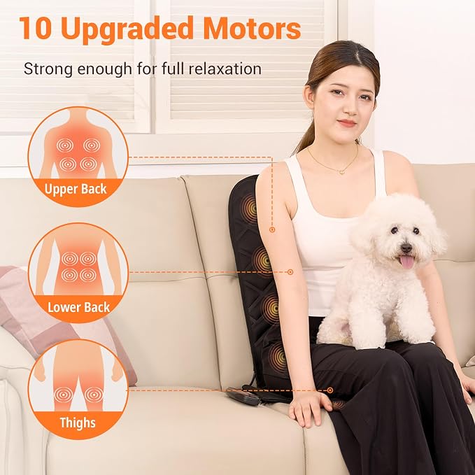 CARSHION 10 Vibrating Massage Nodes Back Massager Chair Pad for Pain Relief | Home Office Use - Image 4