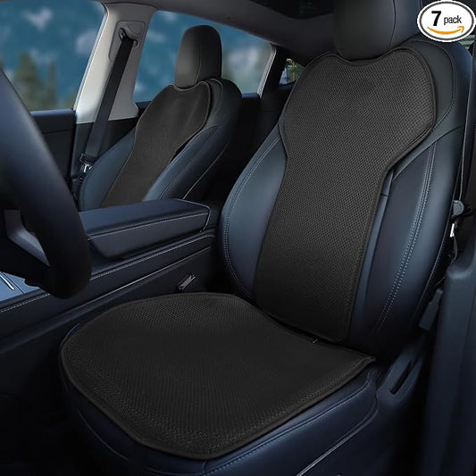 TOPABYTE Seat Cover Full Set Custom Fit for Tesla Model Y Juniper 2020-2026 | Front and Rear Car Seat Cushion Cover Protector Non-Slip Pad Back Mat Ice Silk All Seasons Comfortable & Breathable by topabyte