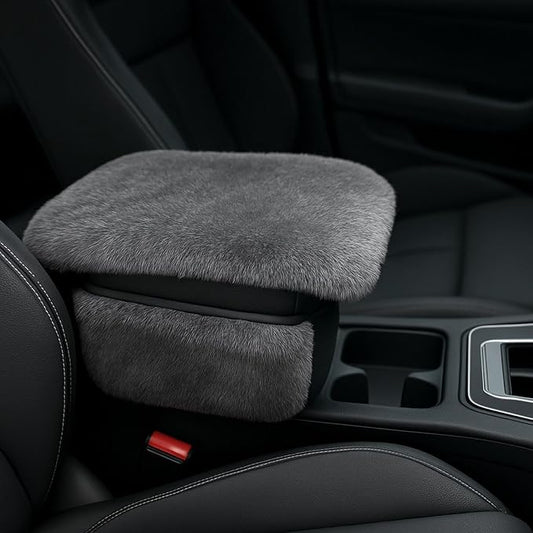 Fluffy Car Armrest Cover with Side Pockets – Plush Fuzzy Fur Center Console Armrest Cushion Pad, Universal Winter Car Interior Protector, Soft Arm Rest Cover with Storage for Women & Men (GRAY) by Unknown
