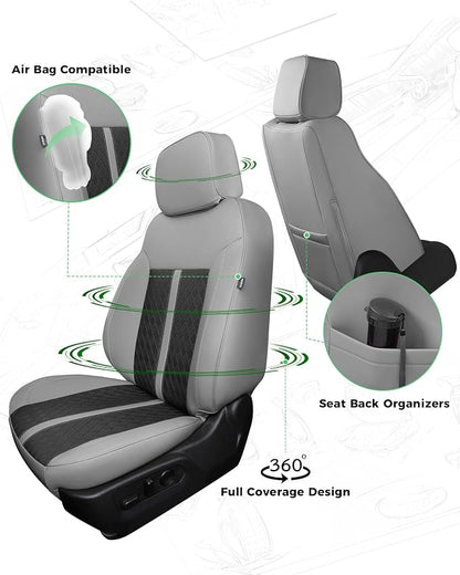 RIDEPOSH Custom Fit Seat Covers for Silverado/Sierra 1500 2019-2026 CrewCab | Fits 2500/3500HD 2020-2026, no Rear Armrest/Seatback Storage, Faux leather, Protective, Scratch-resistant, Easy-clean - Image 3