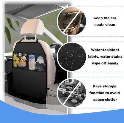 2PCS Back Seat Cover for Kids,Anti-Slip Design Kick Mats Back Seats Protector with 2 Storage Mesh Pockets for Cars,Easy-to-Clean Backs of Seats Protector for Kids Feet Car Seat - Image 4