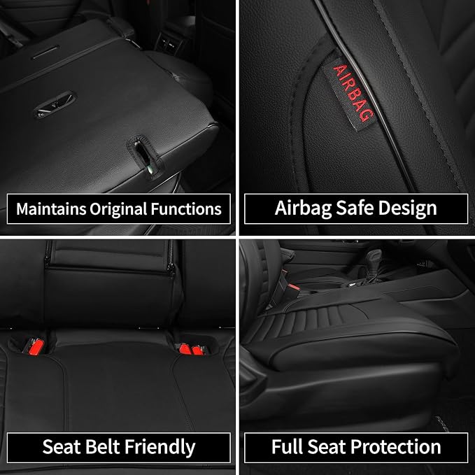 EKR Car Seat Covers for Subaru Forester 2026(NO Base),Full Set | Custom Fit for Subaru Forester 2026 Premium/Sport/Wilderness/Limited/Touring(NO Base)Faux Leather(Black) - Image 7