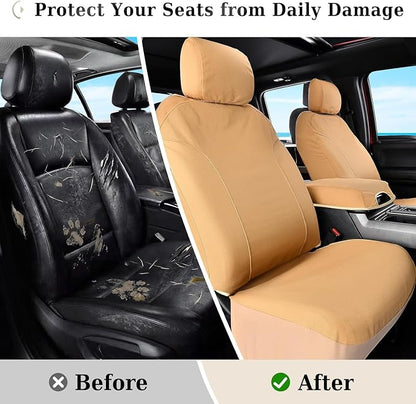 Coverado Front Seat Covers, Waterproof Canvas Seat Protector for Car Seat Cushions for Kids & Dogs, Seat Covers Compatible with 2015-2026 Ford F150 & 2017-2026 Ford F250 F350 F450(Yellow, 2PCS) - Image 3