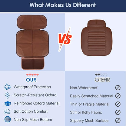 Sinvitron Car Seat Protector for Kids, Anti-Slip Thick Padding, Seat Mark Protection, 2 Storage Pockets for Toys & Snacks, Universal Fit for Most Vehicles (Brown, 2 Pack) - Image 3