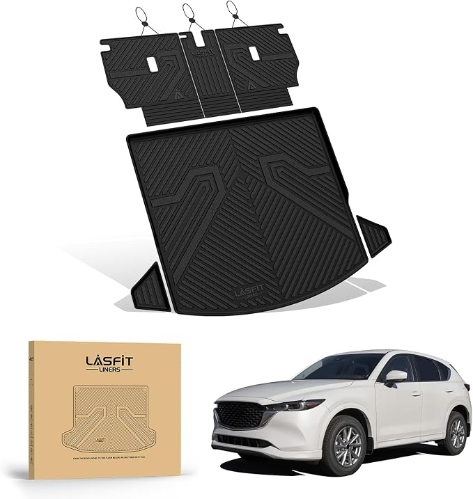 LASFIT Cargo Trunk Mat with Backrest Mats for Mazda CX5 2017-2025 | 100% TPE All Weather Rear Cargo Liner Custom Fit Waterproof CX 5 Seat Back Mat Automotive Accessories, Black - Image 9