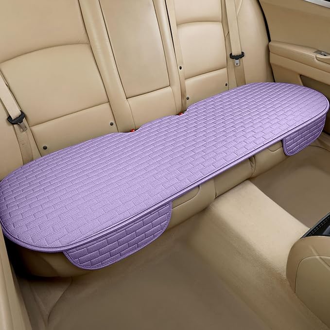 Little Purple Linen Back Seat Cover, Rear Car Seat Cover for Cars Truck SUV | Cloth Seat Covers for Cars, Seat Covers with Storage Pocket, Bottom Auto Seat Cushion Pad Mat for Most Vehicles by XINGSILUC