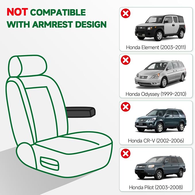 GIANT PANDA Front Seat Covers for Honda CRV HRV Civic Accord Element, Faux Leather Bucket Seat Cover Fit Honda Seat Protectors (Black & Gray) 2-Pack - Image 9