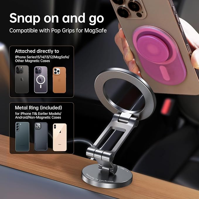 Syncwire Fits MagSafe Car Mount Magnetic Phone Holder for Dash and Tesla | Strong Magnets, All Metal, Flexible 3 Axis, 360° Rotation, Dashboard and Screen Support, For iPhone 17 16 15 14 Pro Max - Image 6