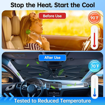 Windshield Sun Shade Umbrella for Toyota Corolla Cross 2022-2026 | Foldable Car Sunshade for Front Window, 360 Rotation Automotive Interior UV Protection for Outdoor Parking - Image 6