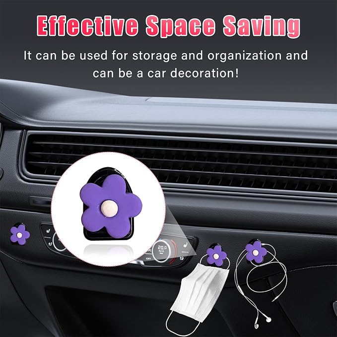 Augeny 8 PCS Car Seat Headrest Hook, Auto Seat Hook Hanger Storage Organizer, Adhesive Hooks for Purse Coat Umbrella Grocery Bag, Universal Interior Accessories for All Vehicles (Purple) - Image 4