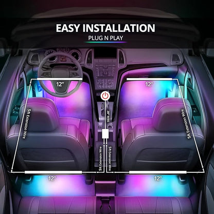 OPT7 Aura DreamColor RGBIC Interior Car Lights with App & Remote, 4PC Kit | Chasing Light Effects, Rainbow Ambient Glow, Multicolor LED Strips, SUV Under Dash Decor, Music Sync Lighting - Image 6