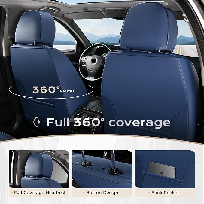 Coverado Car Seat Covers, Seat Covers for Cars, Waterproof Leather Auto Seat Protectors, Leather Car Seat Cushion, Car Interiors Accessories Universal Fit for Most Cars - Image 6