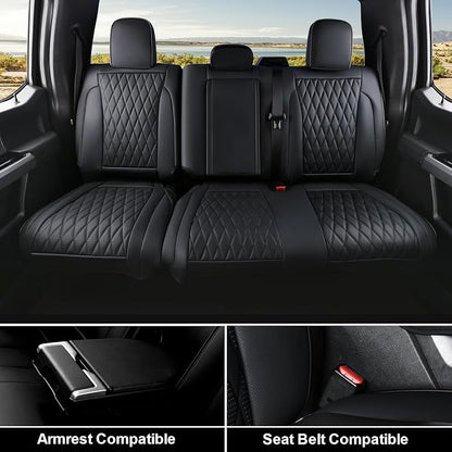 Coverado Leather Seat Covers Full Set Fit for Ford F150 F250 F350 F450, Waterproof Ford F150 Truck Seat Covers Fit for 2015-2026 F150 and 2017-2026 F250 F350 F450 (Black) - Image 4