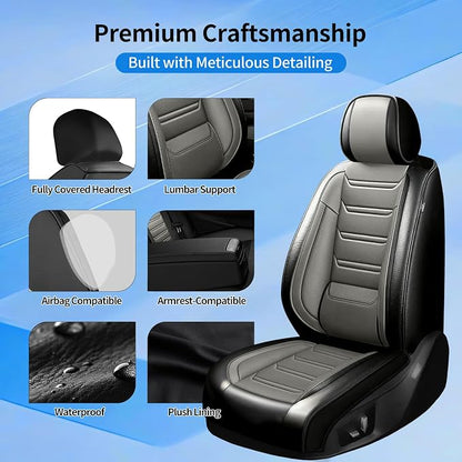 Fit Cherokee Seat Covers Custom Fit for Jeep Cherokee 2014-2026, Front Pair | Premium Leather Full Coverage Protectors, Waterproof, Breathable, Scratch Resistant, Easy Wipe, Airbag Compatible, Black+Gray - Image 7