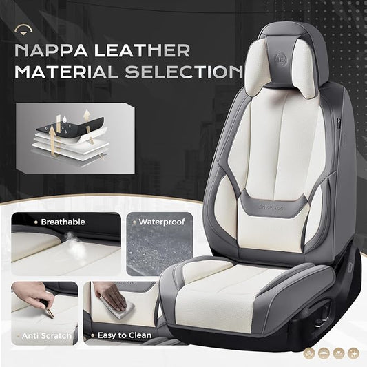 Coverado Car Seat Covers, Seat Covers for Cars, Waterproof Leather Auto Seat Protectors, Leather Car Seat Cushion, Car Interiors Accessories Universal Fit for Most Cars - Image 2