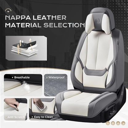 Coverado Car Seat Covers, Seat Covers for Cars, Waterproof Leather Auto Seat Protectors, Leather Car Seat Cushion, Car Interiors Accessories Universal Fit for Most Cars - Image 2
