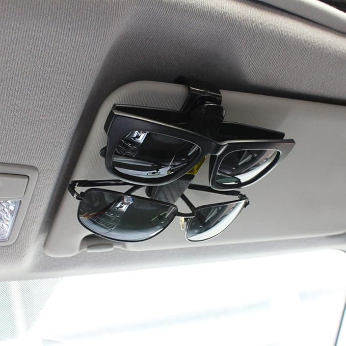 FineGood 2 Pack Glasses Holders for Car Sun Visor, Sunglasses Eyeglasses Mount with Ticket Card Clip - Black + Gold - Image 7