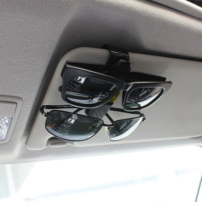 FineGood 2 Pack Glasses Holders for Car Sun Visor, Sunglasses Eyeglasses Mount with Ticket Card Clip - Black + Gold - Image 7