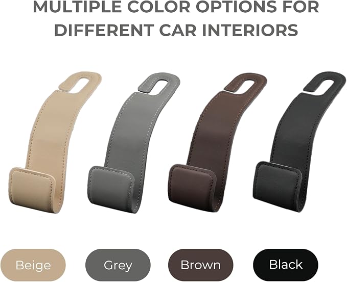 2 Pack Purse Holder for Car, Universal Leather Car Seat Hook, Car Organizer | Extra Wide & Deep Hook; Soft Leather Wrapped; Flexible Hanging Design - Image 9