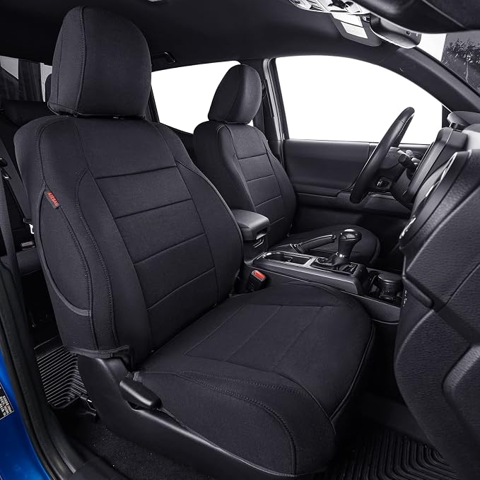 Tacoma Seat Covers Custom Fit for 2016-2023 Toyota Tacoma Access/Xtra Cab SR SR5,Fully Covered Polyester Truck Seat Protector-Full Set(Black) by Coverdream