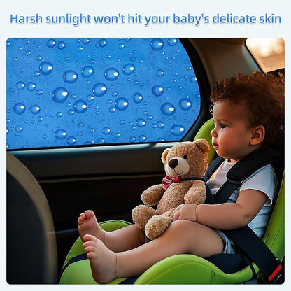 Aokway Side Window Sunshade Sun Shade for Car Window Double Thickness Auto Windshield Sunshades Curtain Universal Fit for Driver for Baby UV Protection (Blue, Front+Rear Side 4Pcs) - Image 3