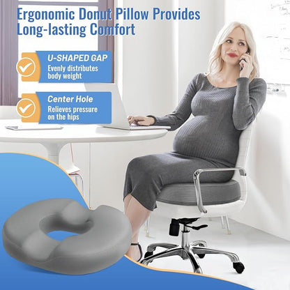 CloudBliss Donut Pillow Stadium Seat Cushion for Tailbone Pain Relief and Hemorrhoids, Memory Foam Seat Chair Cushion, Portable Seat Cushions for Bleachers, Car, Home & Office - Image 6