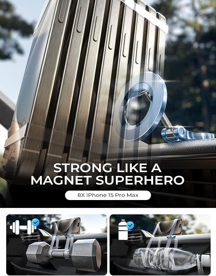 LISEN for MagSafe Car Mount, Magnetic Phone Holder for iPhone 17 16, Blue | Super Compact Foldable Phone Holder for Car, 24 Strong Magnets Power for iPhone 12-17 Series, Classic 3M Adhesive No Residue - Image 7