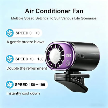 Clip On Fan with Led Display, Portable Ac for Car, 16°C Cooling System, 360° Rotation & 199 Speeds Adjustable Mini Car Fan, Car Air Conditioner, Personal Fan for Vehicle, Office, Outdoor Use (Purple) - Image 5