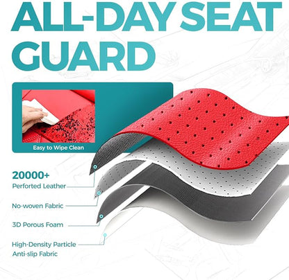 Custom Seat Covers for Toyota Camry 2018-2024, Red | Only Fit for Camry LE/SE/SE Nightshade 2018-2024, Not for Hybrid, Full Coverage, Faux Leather, Scratch-resistant, Easy-clean - Image 4