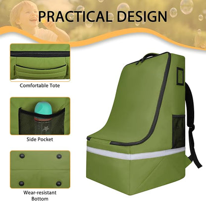 LARIPOP Car Seat Travel Bag for Airplane, Universal Gate Check Car Seat Bag, Padded Backpack with Waist Belt, Reflective Strips & Protective Feet, Fits Infant Convertible Booster Seats, Green - Image 5