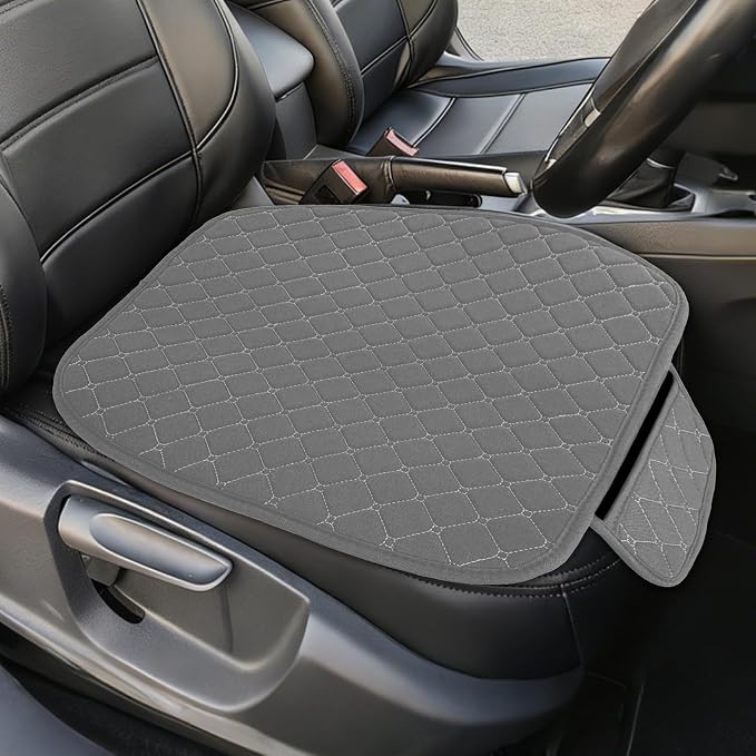 Leather Front Car Seat Cover, Anti-Slip Car Seat Bottom Covers, Full Wrapped Bottom Seat Protectors with Storage Pocket, Universal Comfortable Seat Cushion Fit Vehicles SUVs Trucks (K2-Gray) by Unknown